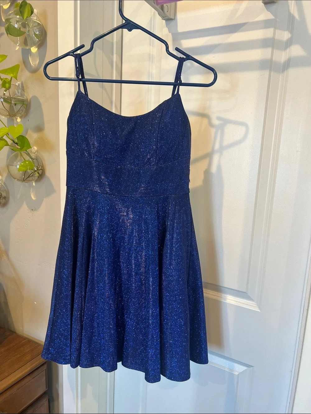 City Studio Sparkle Navy Blue Spaghetti-Strap Party Dress